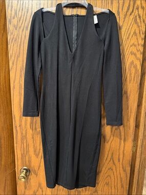 free press Black Long-Sleeve Cold-Shoulder Sheath Dress